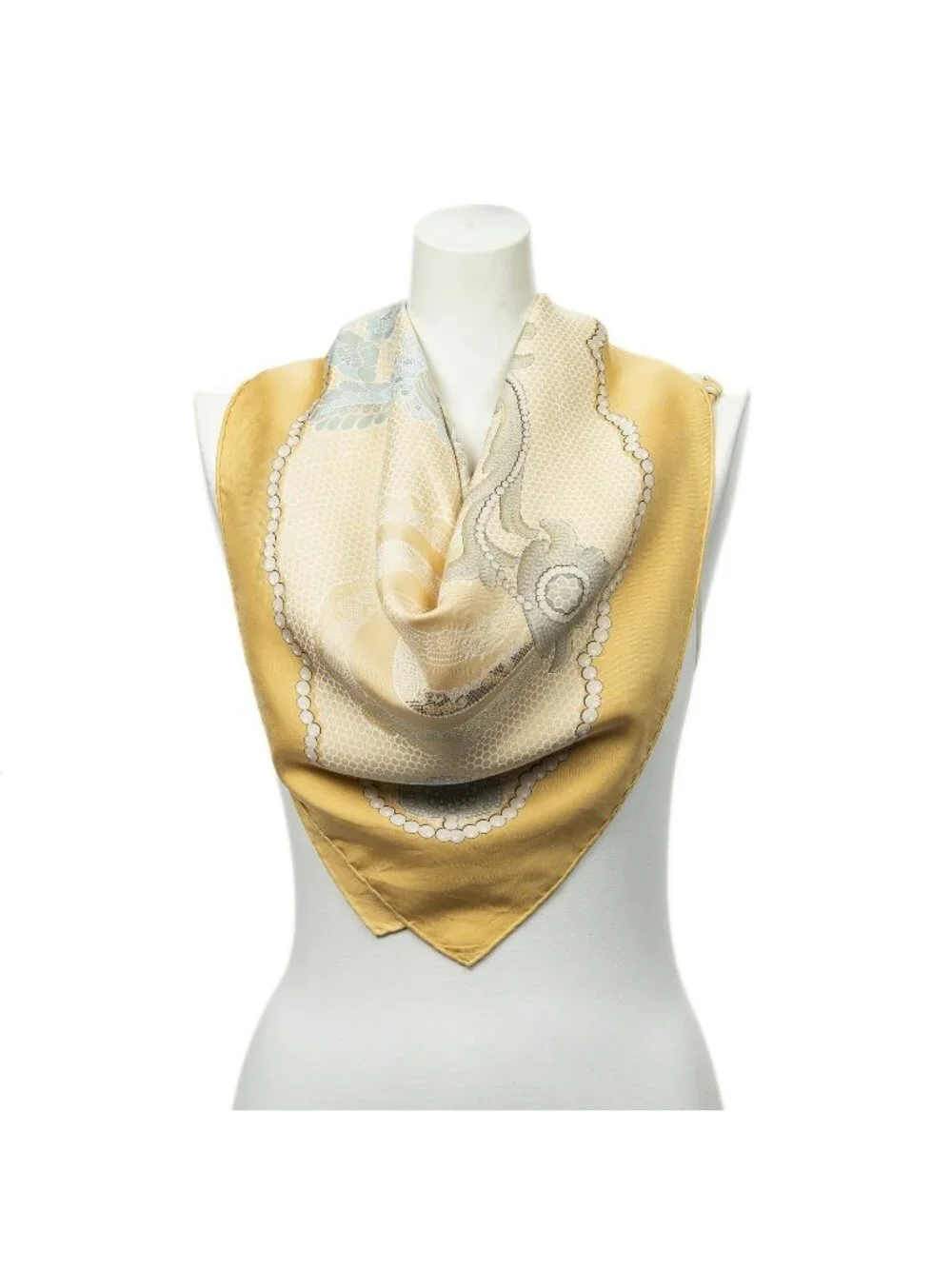 Hermes Scarf Yellow Green Twill Silk